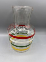 Vtg Glass Juice Pitcher Carafe With Colorful Stripes - $163.49 MXN