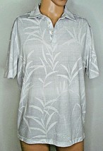 Mens Nat Nast Tropical Print Gray Knit Polo Shirt Palm Leaves Island Vib... - £16.13 GBP