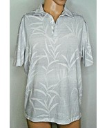 Mens Nat Nast Tropical Print Gray Knit Polo Shirt Palm Leaves Island Vib... - £15.07 GBP