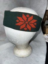 vintage stocking hat Head band green red snowflake 1980s ski retro tuque Beanie - £31.96 GBP