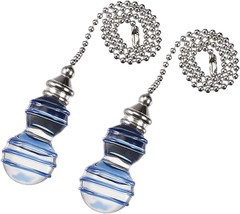 Uxcell Clear And Blue Glass Pendant 12 Inch Brushed Nickel Pull Chain For - £32.76 GBP