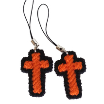Two Cross Charms in Orange and Black - $12.50