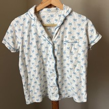 Roller Rabbit Faherty Pajama Shirt Top Womens Sz Small Palm Tree Print Blue - £19.41 GBP
