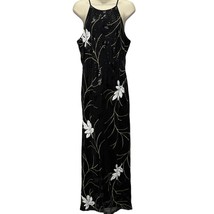 Belle Badgley Mischka Long Sequin Formal Dress Size 10 Black Floral Maxi... - £43.36 GBP