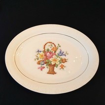 Salem Basket PP Platter Oval Meat Plate VTG Petit Point Flower Victory G... - £15.46 GBP