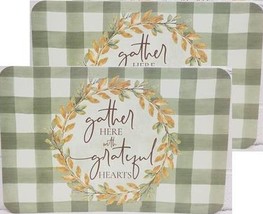 Set Of 2 Same Plastic Placemats (11&quot;x17&quot;) Gather Here With Greatful Hearts, Gr - £10.27 GBP
