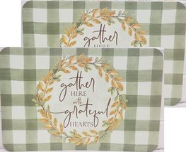 Set Of 2 Same Plastic Placemats (11&quot;x17&quot;) Gather Here With Greatful Hearts, Gr - £10.34 GBP