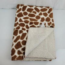 Little Miracles Giraffe Print Beige Sherpa Baby Blanket Plush Costco Brown - $34.64