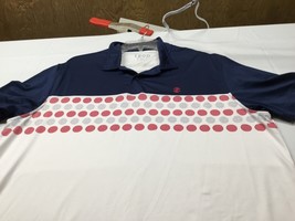 Izod Polo Shirt Men Large Blue White Dri Fit Performance Golf Ball Print... - $14.80