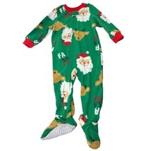 Holiday fleece pajamas 18 Months toddler Santa Claus reindeer Christmas footed - £16.03 GBP