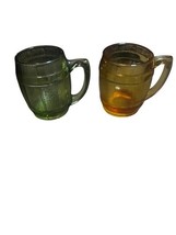 Vintage Whiskey Barrel Mug Shot Glasses Tooth Pick Holders Amber And Gre... - $80.61 MXN