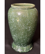 Vintage Brush Pottery Green Speckled Glaze Vase 7.5&quot; tall #716 - $34.99