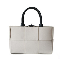 White Handbag Designer Bags Woven Canvas Tote Bag Purses and Handbags Large Capa - £130.34 GBP