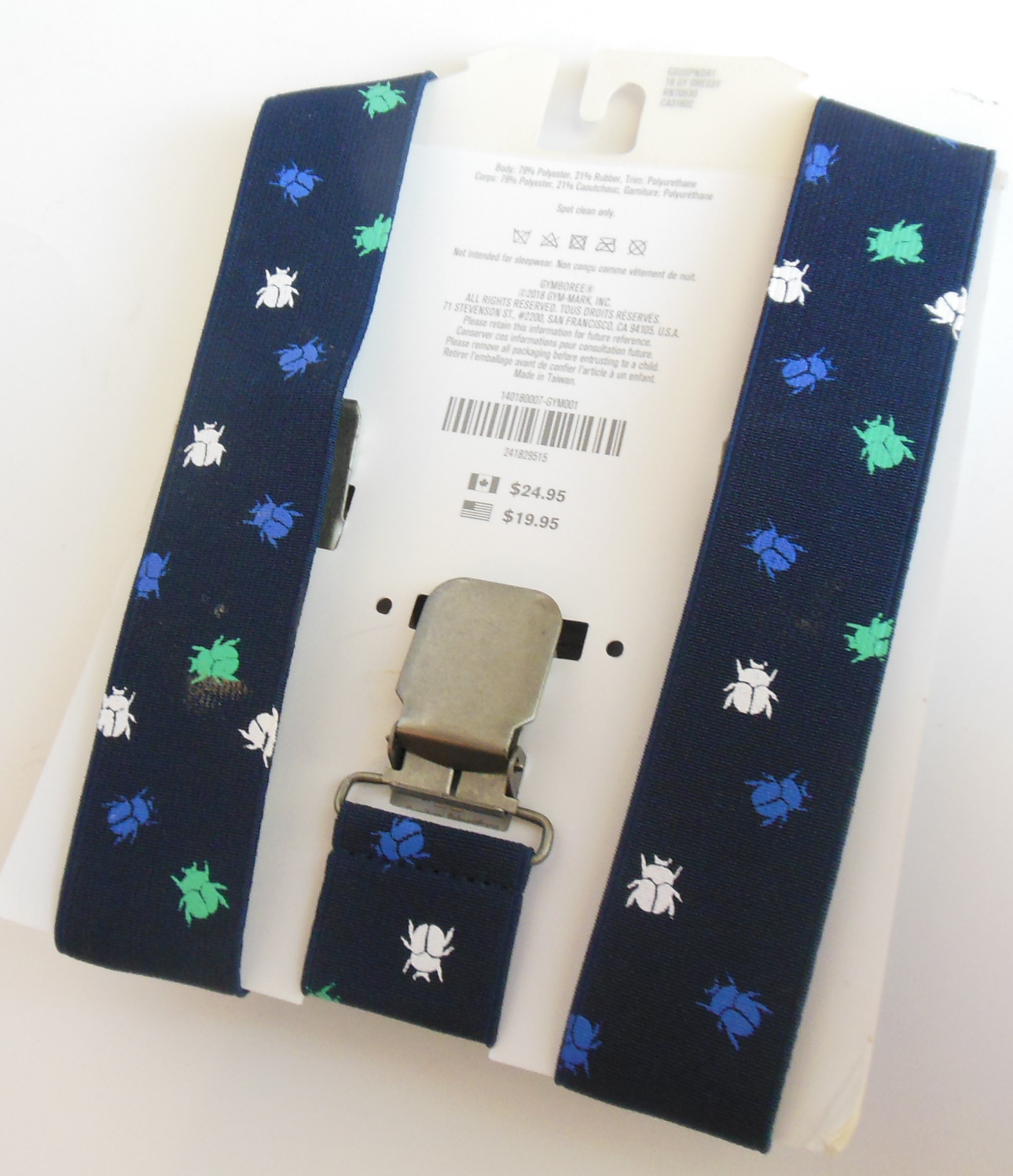 Image 1 of Baby Infant Boy Toddler Navy Blue Fashion Suspenders Insect Beetle 0 to 24 mos