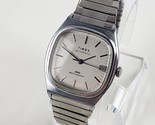 Timex vintage 1985 silver tone Automatic Wrist Watch white square dial r... - $79.19