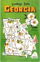 Greetings from Georgia w State Map Flower Postcard - £5.84 GBP