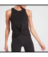 Athleta Sz S Black Essence Twist Tank Crop Stretch Soft Pullover Shirt - $15.21