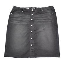 Torrid Skirt Women 24 Black Jean Denim Midi Blackout 7 Button Distress Fade NWT - £30.14 GBP