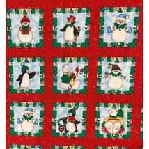 Daisy Kingdom Craft Squares Christmas Holiday Cotton Fabric FLAW Snowmen 2 Yards - £19.40 GBP