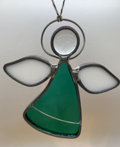 Green &amp; White Stained Glass Religious ANGEL Window Decoration or Tree decor - £5.48 GBP