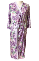 Cozee Corner Sz L Robe Floral Purple Print Belted Long Sleeve Lightweigh... - £11.92 GBP