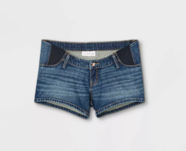 new Isabel MATERNITY Side Panel Midi Denim Jean Shorts sz 4 medium blue pants - £14.16 GBP
