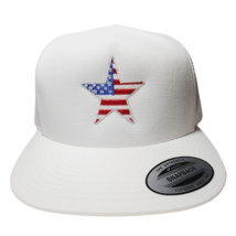 Star Patriotic Direct Embroidered Snapback Mesh Flat Bill Trucker Hat - £20.66 GBP