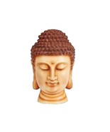 Buddha Bust Head Rounded Ushnisha Faux Carved Wood Look Statue 9&quot; H - $30.69