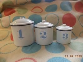 Three Homewares Enamel Nesting Storage Jars - £9.87 GBP