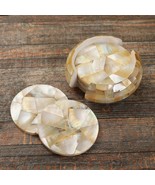 Handmade Marble Coaster Set with Mother of Pearl Inlay | 6-Piece Drink C... - $5,321.92 MXN