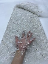 YQOINFKS Sequin Fabric Embroidery Bridal Swiss Voile Beads 5 Yard New Tulle Lace - £127.36 GBP