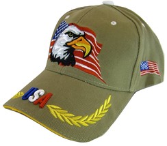 USA American Bald Eagle Flag on Side Patriotic Men&#39;s Adjustable Baseball Cap KH - £11.76 GBP