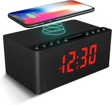 ANJANK Wooden Alarm Clock  Wireless Charging LED Digital Clock - £31.31 GBP