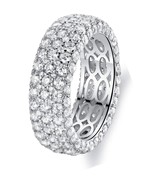 Womens Wide Eternity Ring Wedding Band 18k White Gold - £57.72 GBP
