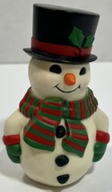 Snowman Salt &amp; Pepper Shakers with Top Hat Stacking Plastic VTG 80&#39;s - £5.45 GBP