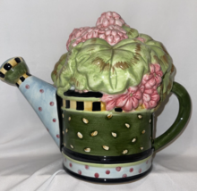 TEAPOT Tea Pots Sakura Debbie Mumm Spring Boquet Ceramic 8&quot; t x 9&quot;across Teatime - £11.84 GBP