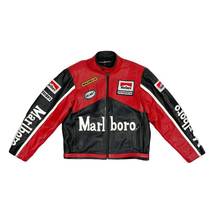 Marlboro Red &amp; Black Racing Leather Jacket, Formula F1 Men Motorbike Racing leat - £103.14 GBP