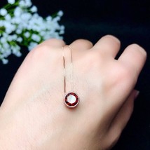 2Ct Round Cut Simulated Red Ruby Solitaire Pendant 14K Rose Gold Plated Silver - £83.67 GBP
