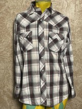 Vintage Wrangler Pearl Snap Shirt Men&#39;s Size M Black White Red Plaid Wes... - $14.73