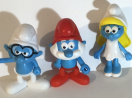 The Smurfs Fast Food Toys Lot Of 3 Pap Smurf Brainy Smurfette T8 - £4.75 GBP