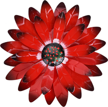 Qzmaikoo Red Daisy Metal Flowers Wall Decor Metal Wall Art Decorations Hanging f - £18.87 GBP