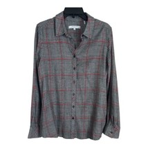 Foxcroft Womens Shirt Adult Size 12 Buttons Black Red Plaid Long Sleeve Normcore - $25.31