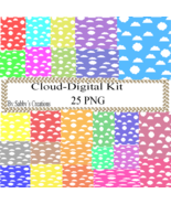 Cloud Digital Kit-Art Clip-Jewelry-T shirt-Notebook-background-gift card.  - $37.30 MXN