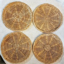 Wicker Rattan Paper Plate Holders LOT Camping Picnic Natural Basket Weave 9.5” - £7.84 GBP