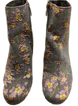 Zigi Soho Gray Purple Floral Embroidered Jacquard BOHO Side Zip Ankle Boots Sz 6 - £11.86 GBP