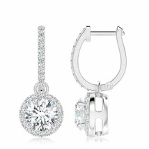 Authenticity Guarantee 
ANGARA Lab-Grown Diamond Dangle Earrings with Halo in... - £3,236.73 GBP
