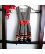 BONNIE JEAN Girl&#39;s Size 6X Dress Sleeveless Striped Coral Navy White Bow - €17,84 EUR