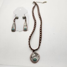 Turquoise Cactus Necklace and Earrings Set - $8.00