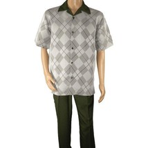 Men MONTIQUE 2pc Walking Leisure Suit Matching Set Short Sleeves 2216 green - €68,47 EUR