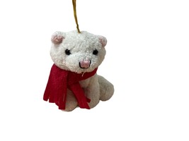 White Kitten Christmas Ornament with a Red Scarf Hanging  - £4.96 GBP